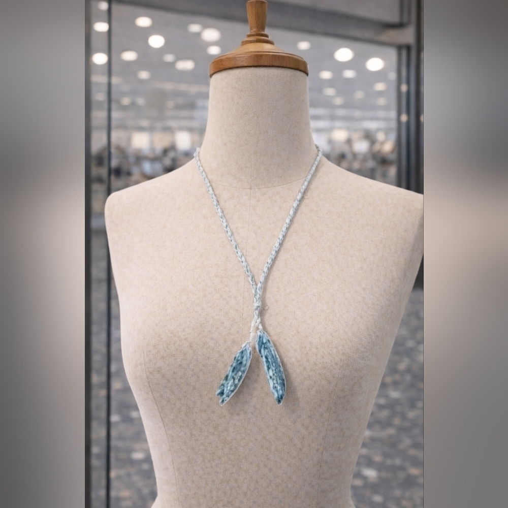 Women's silver and blue tassel necklace